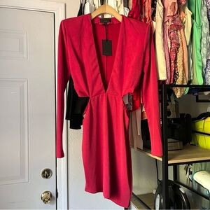 Michael Costello Scarlet V-Neck Mini Dress